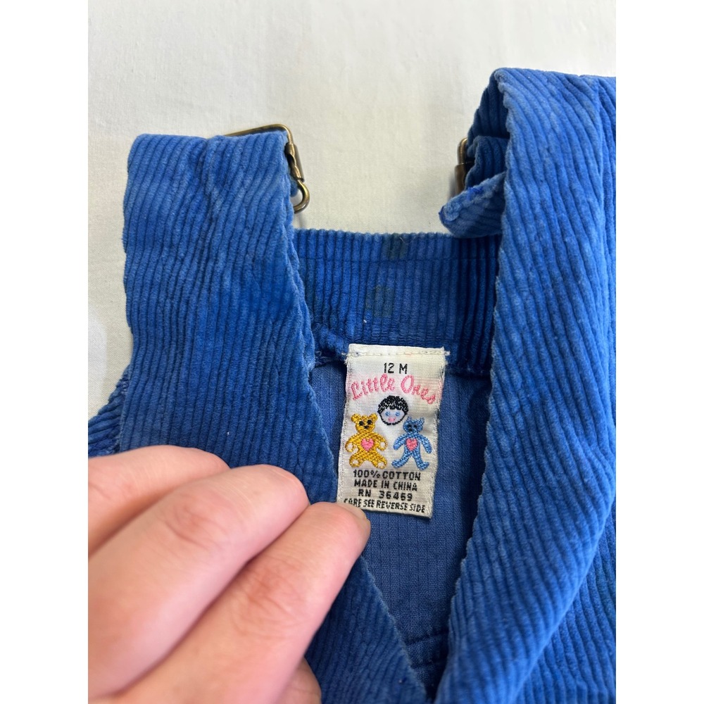 Vintage 1990s Little Ones Royal Blue Corduroy Overalls 12M Bib Pants Cotton - Picture 4 of 4